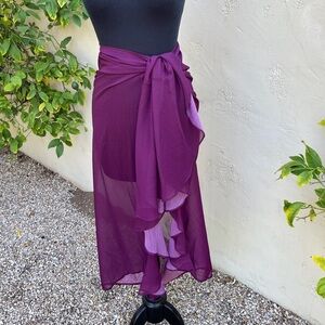 NWOT Bleu Rod Beattie straight hem long sarong with ruffle sides - size S